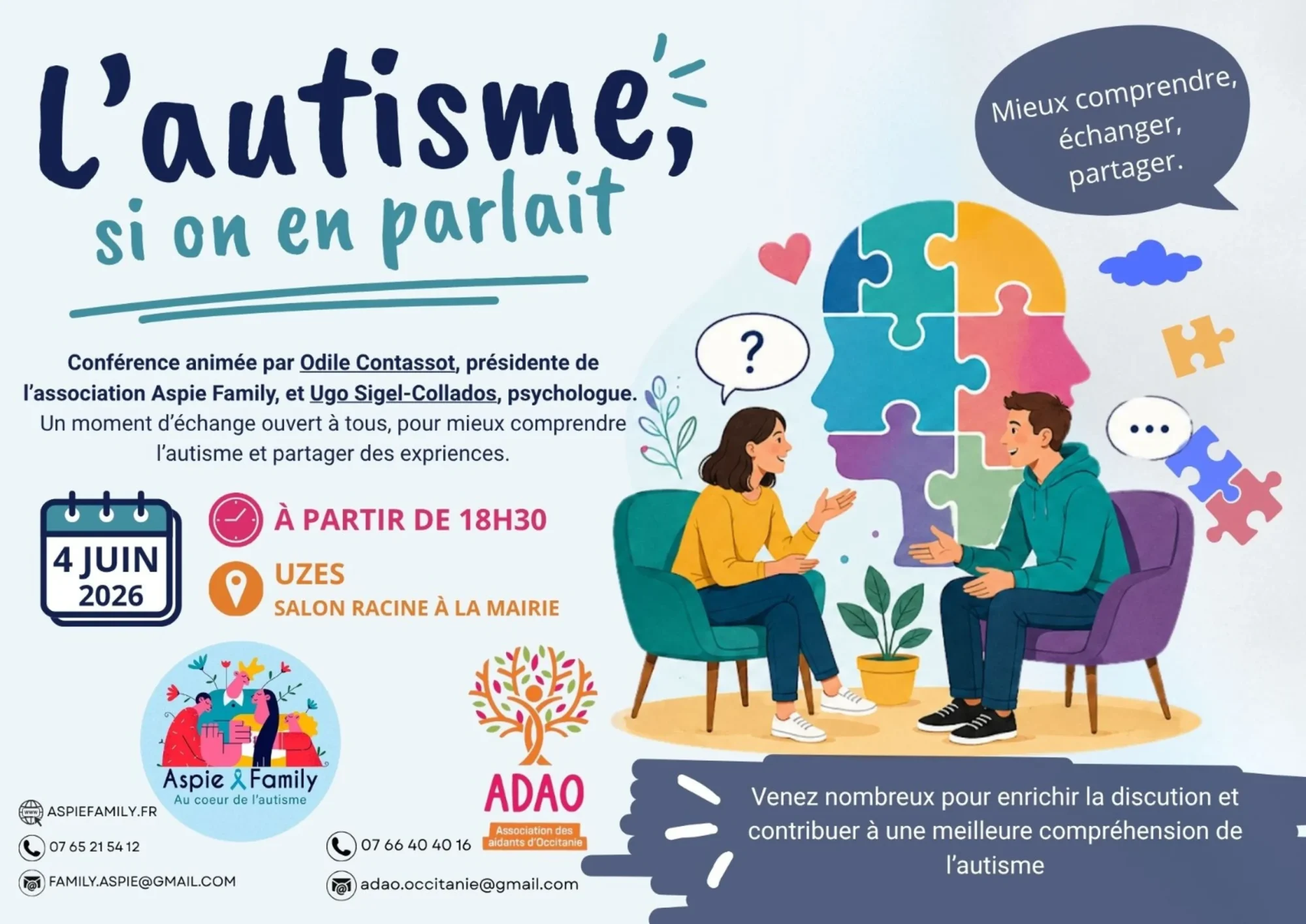 Illustration d’un article sur une conférence consacrée à l’autisme et au partage d’expériences