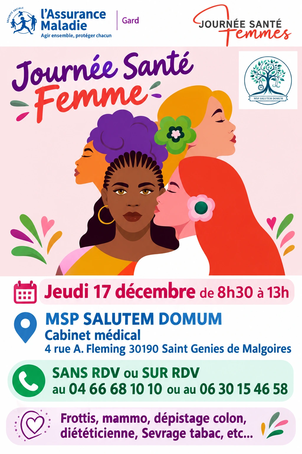 Affiche Journée Santé Femmes du 17 décembre 2026